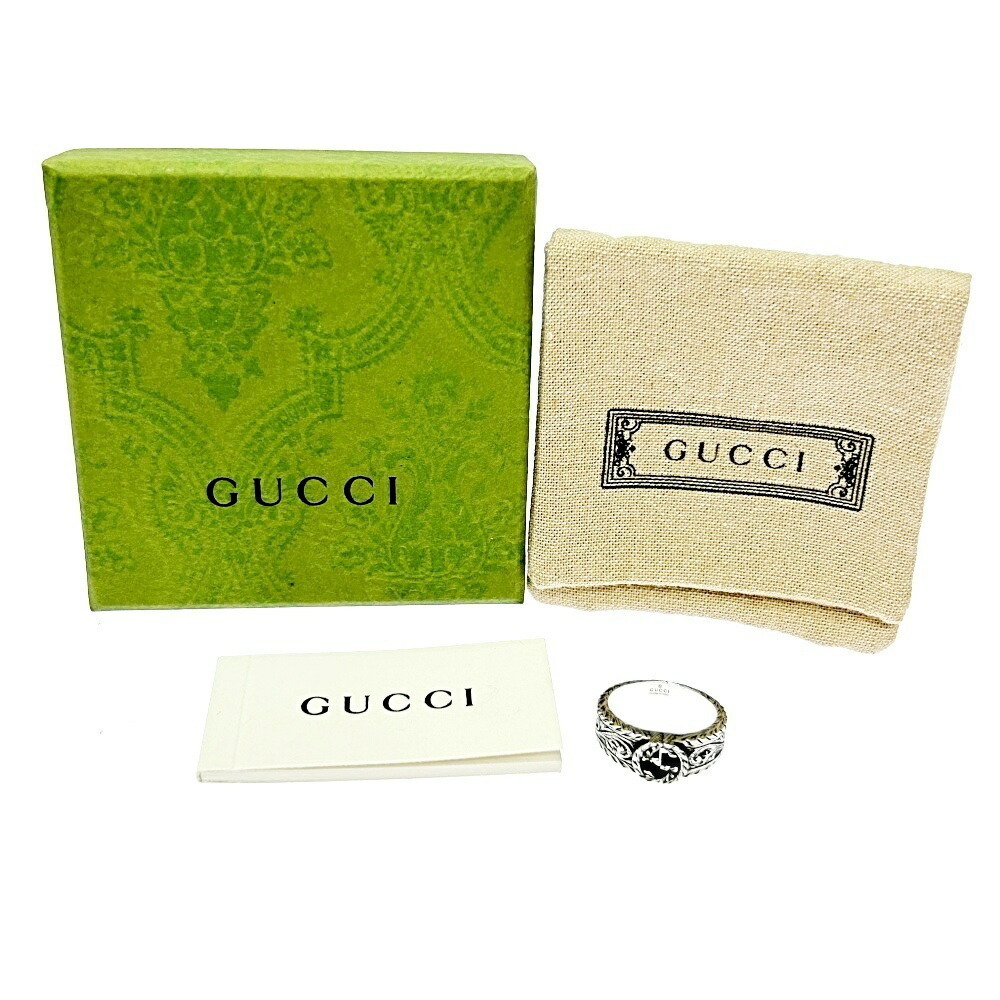 Gucci Silver Interlocking Gg Arabesque Ring - image 1